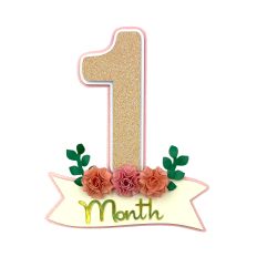 1 MONTHS FLORAL CAKE TOPPER