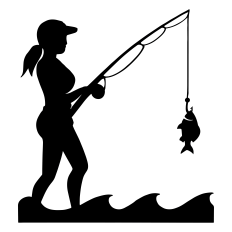 Woman Fishing Silhouette