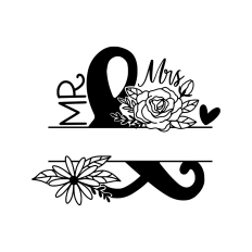 Mr and Mrs floral name frame