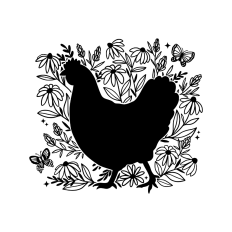 chicken and wildflowers