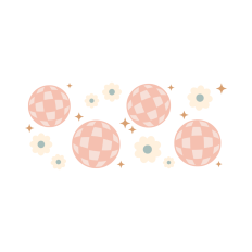 Retro disco balls and daisies cup wrap
