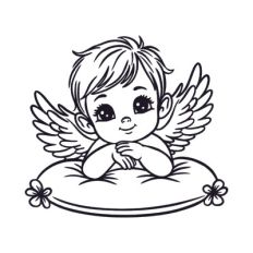 Baby angel on a pillow
