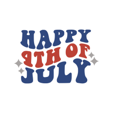 Retro wavy happy 4th of July