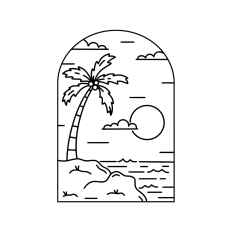 Tropical beach geometric boho landscape
