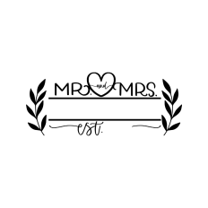 Mr and Mrs name heart split border