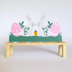 Easter egg stand with rabbits