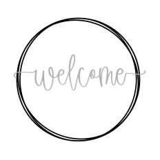 Welcome with sketch circle frame