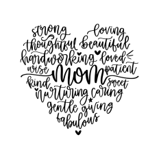 hand lettered mom adjectives typography heart