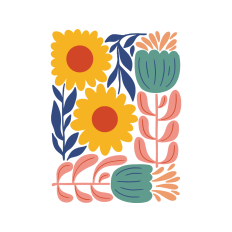 Retro abstract flowers