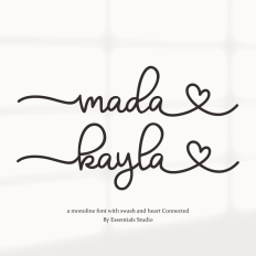 mada kayla - monoline font with swash and heart
