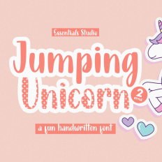 Jumping Unicorn - 2 Style Handwrtiting Font