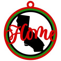 California "Home" Ornament with State Outline Design