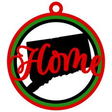  Connecticut "Home" Ornament with State Outline Design