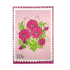 Pink Flower Postage Stamp Layered 3D Card