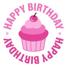 Happy Birthday Medallion Sentiment with Cupcake