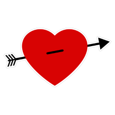 Heart with Arrow Sticker for Valentine's Day