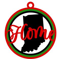 Indiana "Home" Ornament with State Outline Design