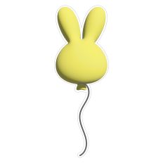 Inflated Yellow Bunny Balloon Sticker for Easter