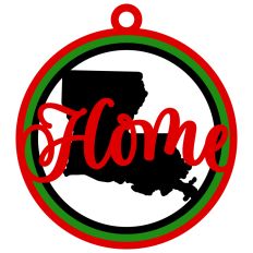 Louisiana "Home" Ornament with State Outline Design