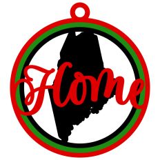 Maine "Home" Ornament with State Outline Design