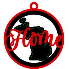  Michigan "Home" Ornament with State Outline Design