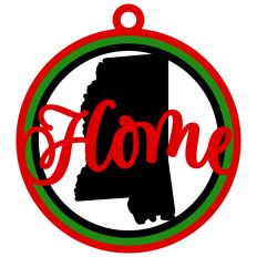 Mississippi "Home" Ornament with State Outline Design