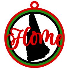 New Hampshire "Home" Ornament with State Outline Design