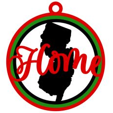 New Jersey "Home" Ornament with State Outline Design