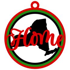  New York "Home" Ornament with State Outline Design