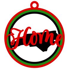 North Carolina "Home" Ornament with State Outline Design