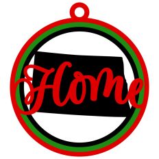 North Dakota "Home" Ornament with State Outline Design