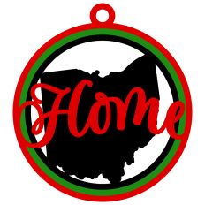 Ohio "Home" Ornament with State Outline Design