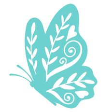 Fancy Floral Butterfly with Vines, Swirls, Hearts