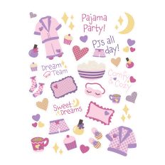 Cute Pajama Party Sticker Sheet for Silhouette Studio - Sleepover Crafts & Cozy Decor