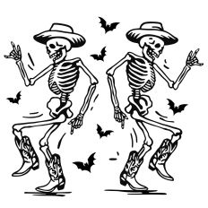 Dancing Cowboy Skeletons with Bats