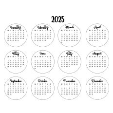 2025 Print and Cut Circle Calendars
