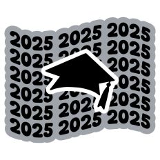 Graduate 2025 Retro Wavy Layered Quote