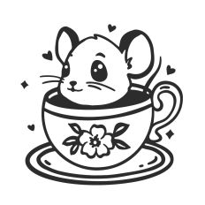 Cute mouse in a cup