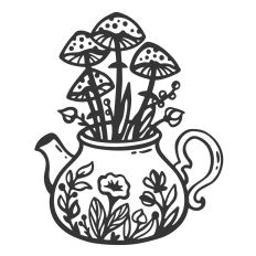 Teapot with mushrooms