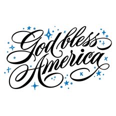 God Bless America, Sparkly Flourished Calligraphy