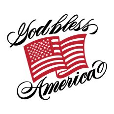 God Bless America Hand-lettered with Flag
