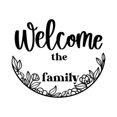 Welcome round floral family name monogram