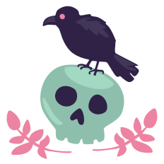 Crow on Skull Flourish