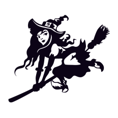 Witch on Broom Silhouette