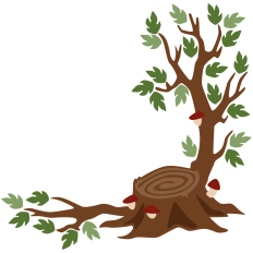 Autumn Tree Stump Corner Flourish