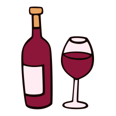 Wine Bottle and Glass Cartoon