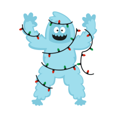 Yeti Wrapped in Lights
