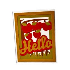 Hello Apple Tree 3D Layered Card SVG