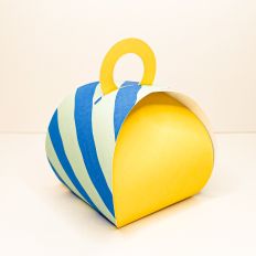 Easy printable gift box in blue and yellow