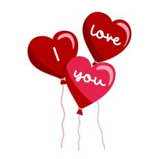 Cute Valentine’s Design: Heart balloons with lettering I love you
